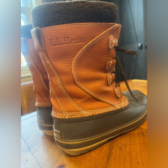 LL Bean Women’s Duck Snow Boots Tumbled Leather Removable Thinsulate Liner Sz. 9 - Picture 9 of 16
